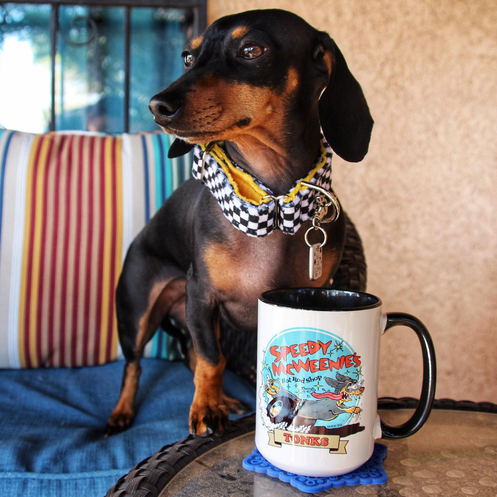 Speedy McWeenie's Hot Rod Shop Jumbo Mug (Short Haired/Long Haired - Various Coats)